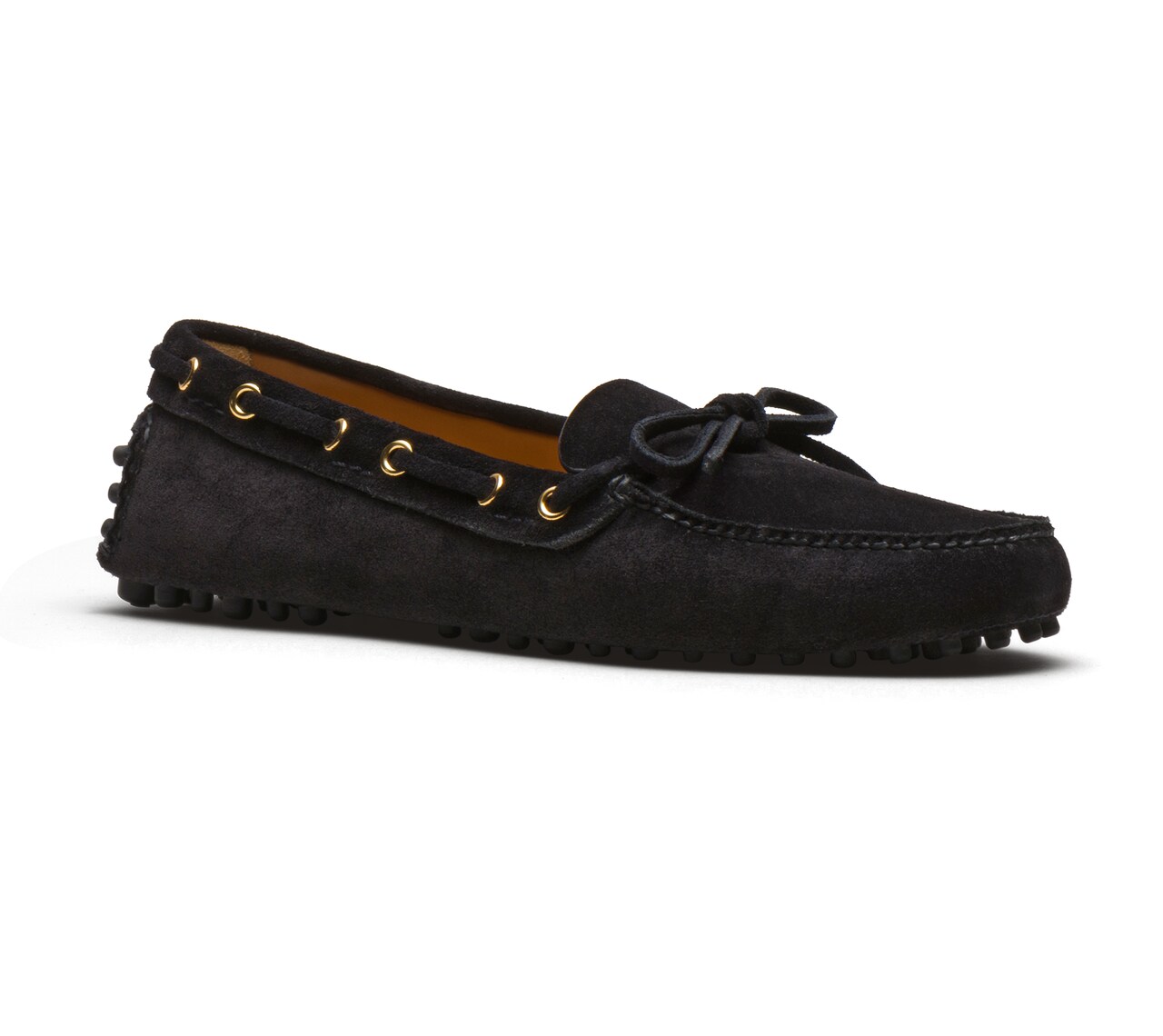 Black suede driving moccasins top