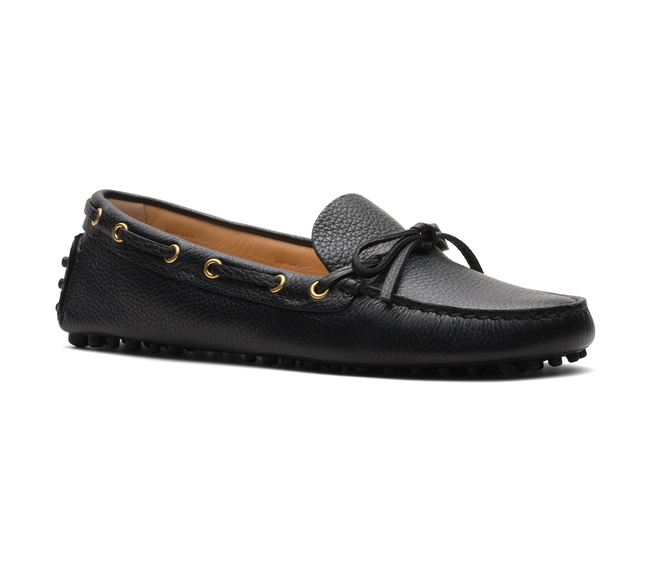 SOFT GRAINED LEATHER DRIVING SHOES BLACK