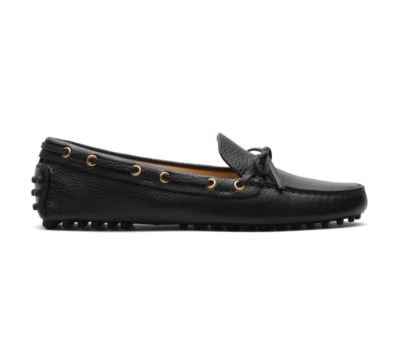 SOFT GRAINED LEATHER DRIVING SHOES BLACK