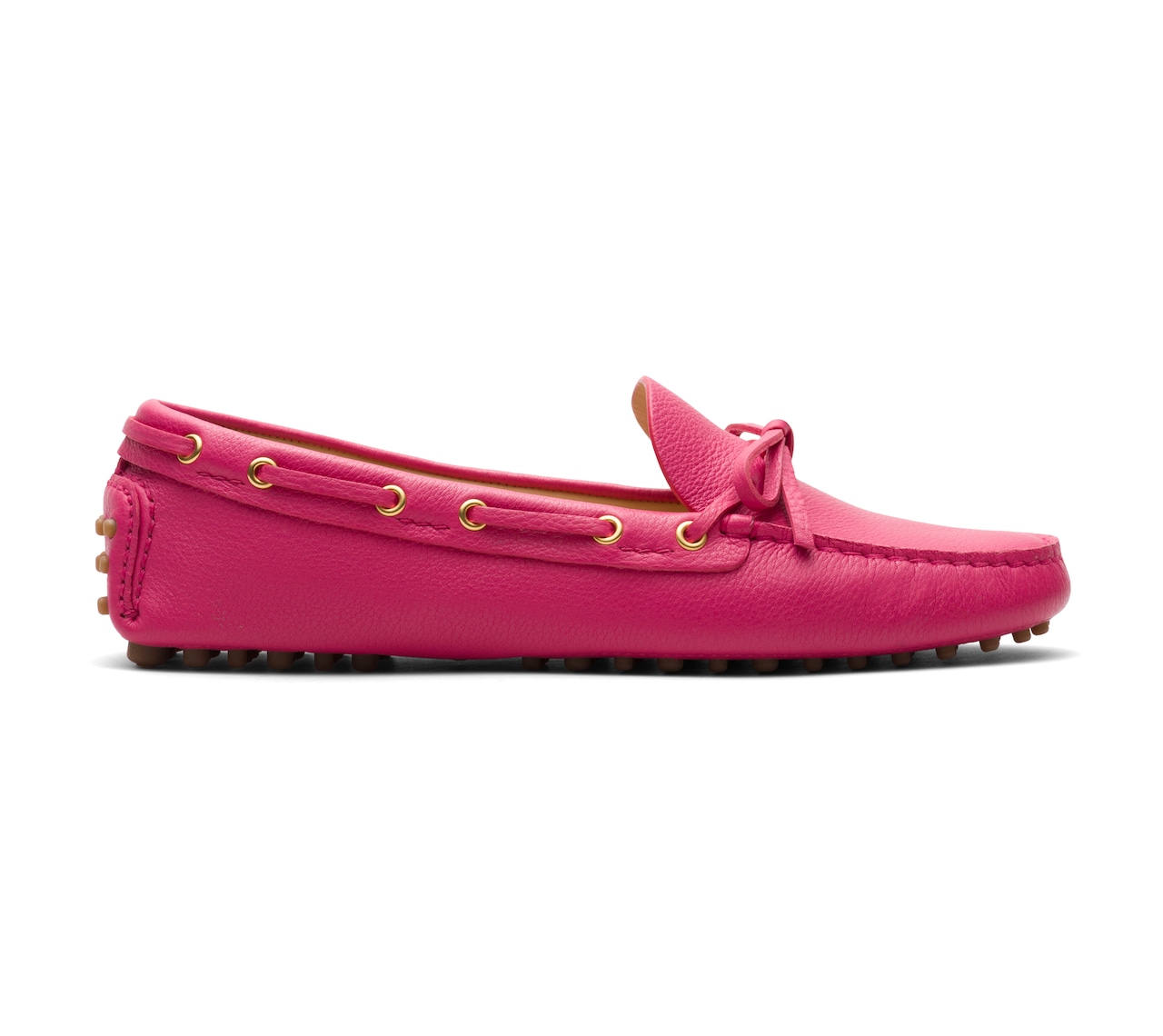 SOFT GRAINED LEATHER DRIVING SHOES PEONY PINK