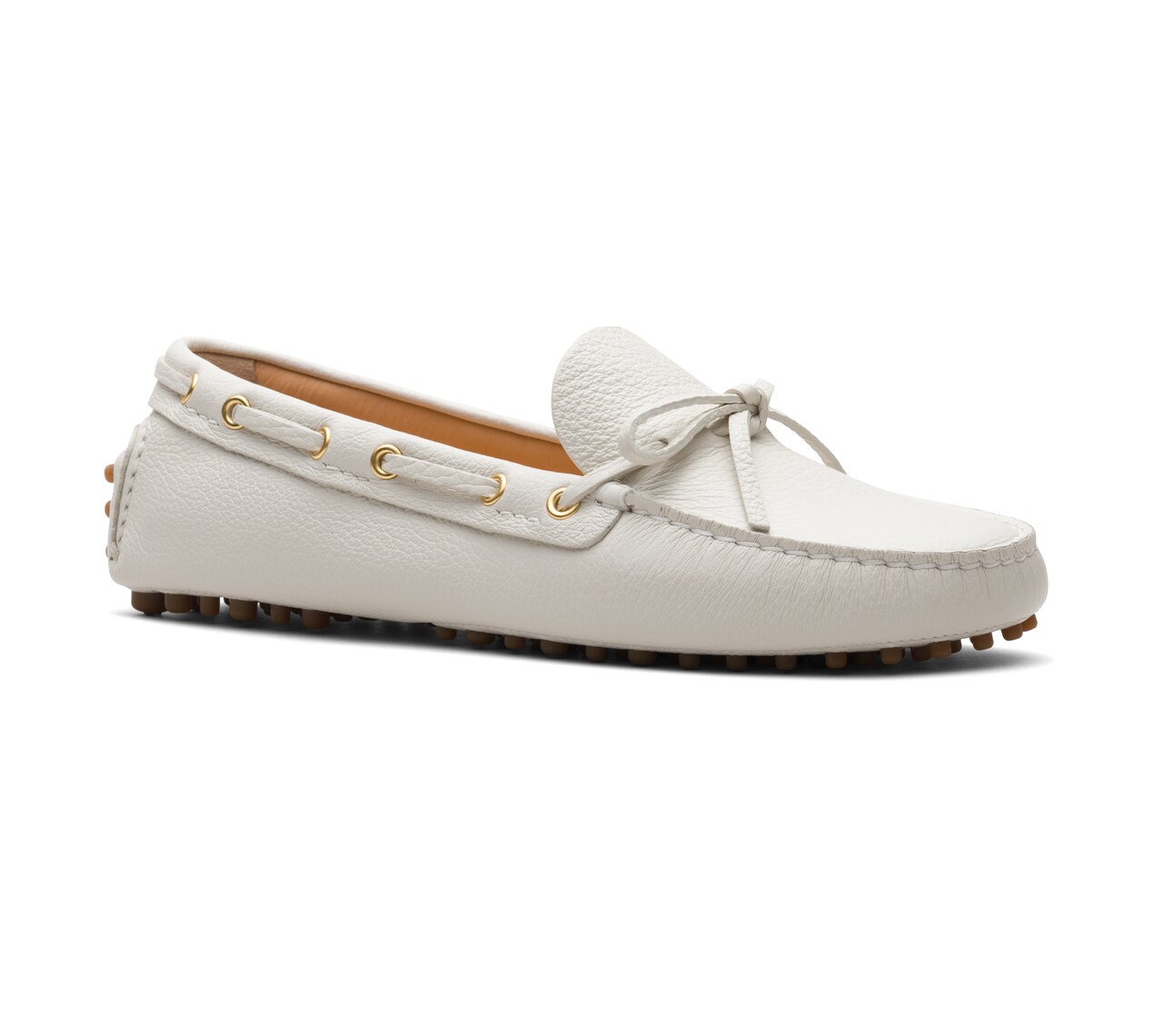SOFT GRAINED LEATHER DRIVING SHOES CHALK WHITE