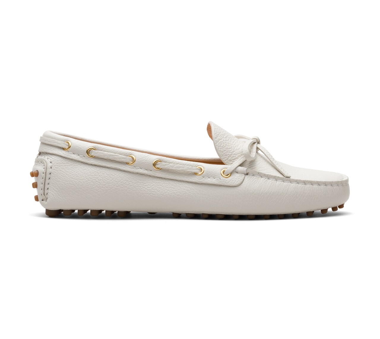 SOFT GRAINED LEATHER DRIVING SHOES CHALK WHITE