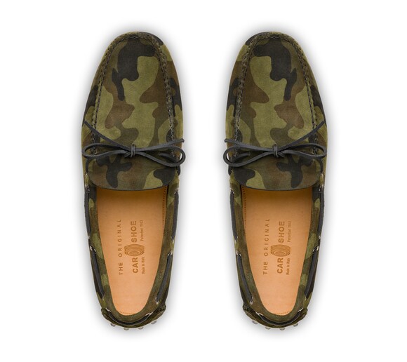 CAMOUFLAGE PRINTED SUEDE DRIVING SHOES