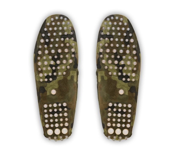 CAMOUFLAGE PRINTED SUEDE DRIVING SHOES