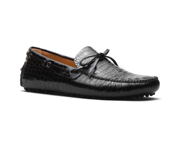 PRINT CROCODILE LEATHER DRIVING SHOES