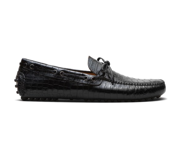PRINT CROCODILE LEATHER DRIVING SHOES