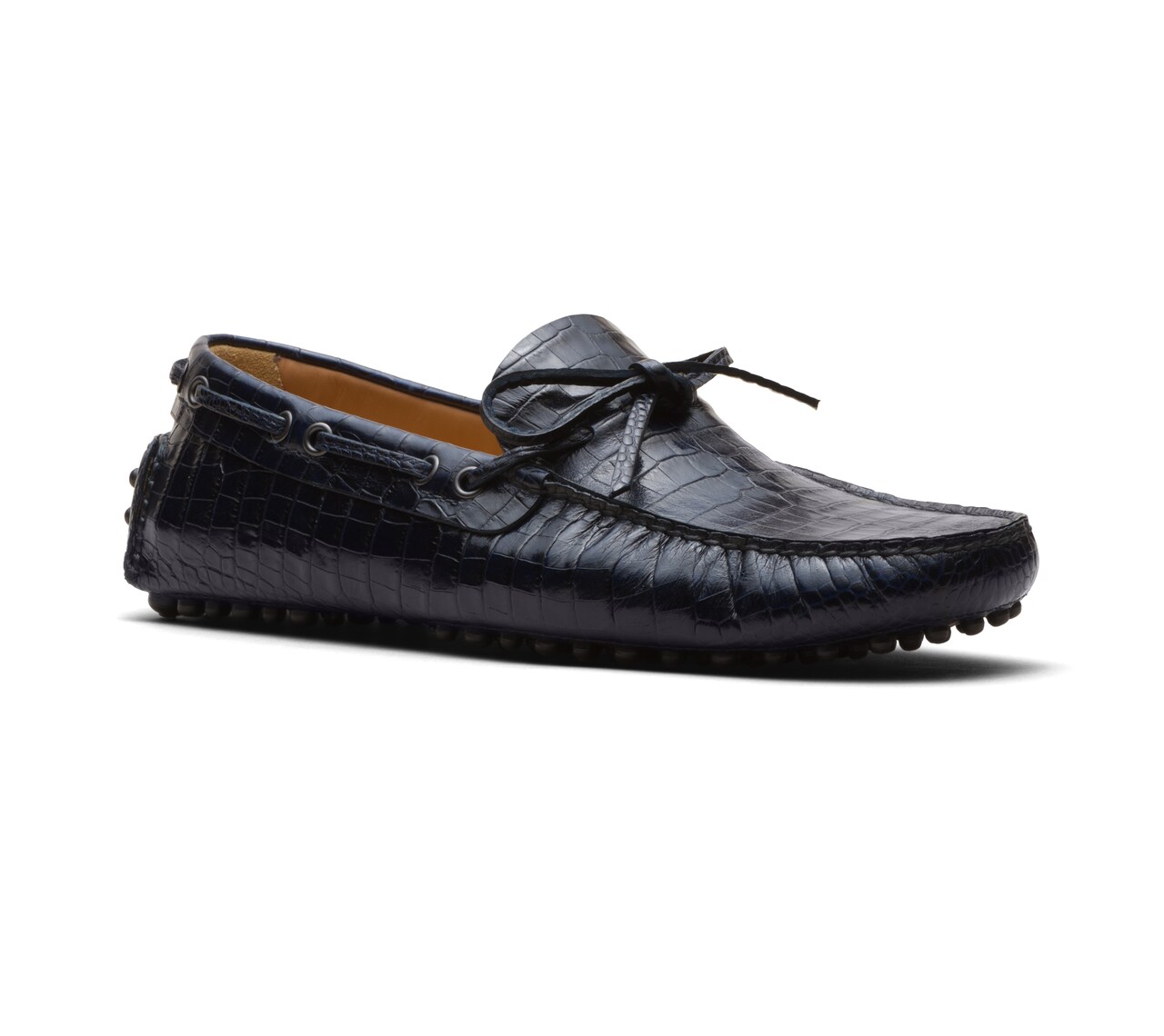 PRINT CROCODILE LEATHER DRIVING SHOES NAVY