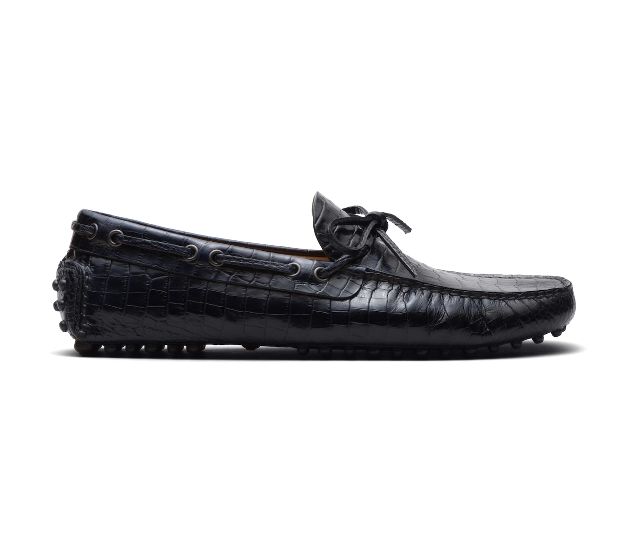 PRINT CROCODILE LEATHER DRIVING SHOES NAVY