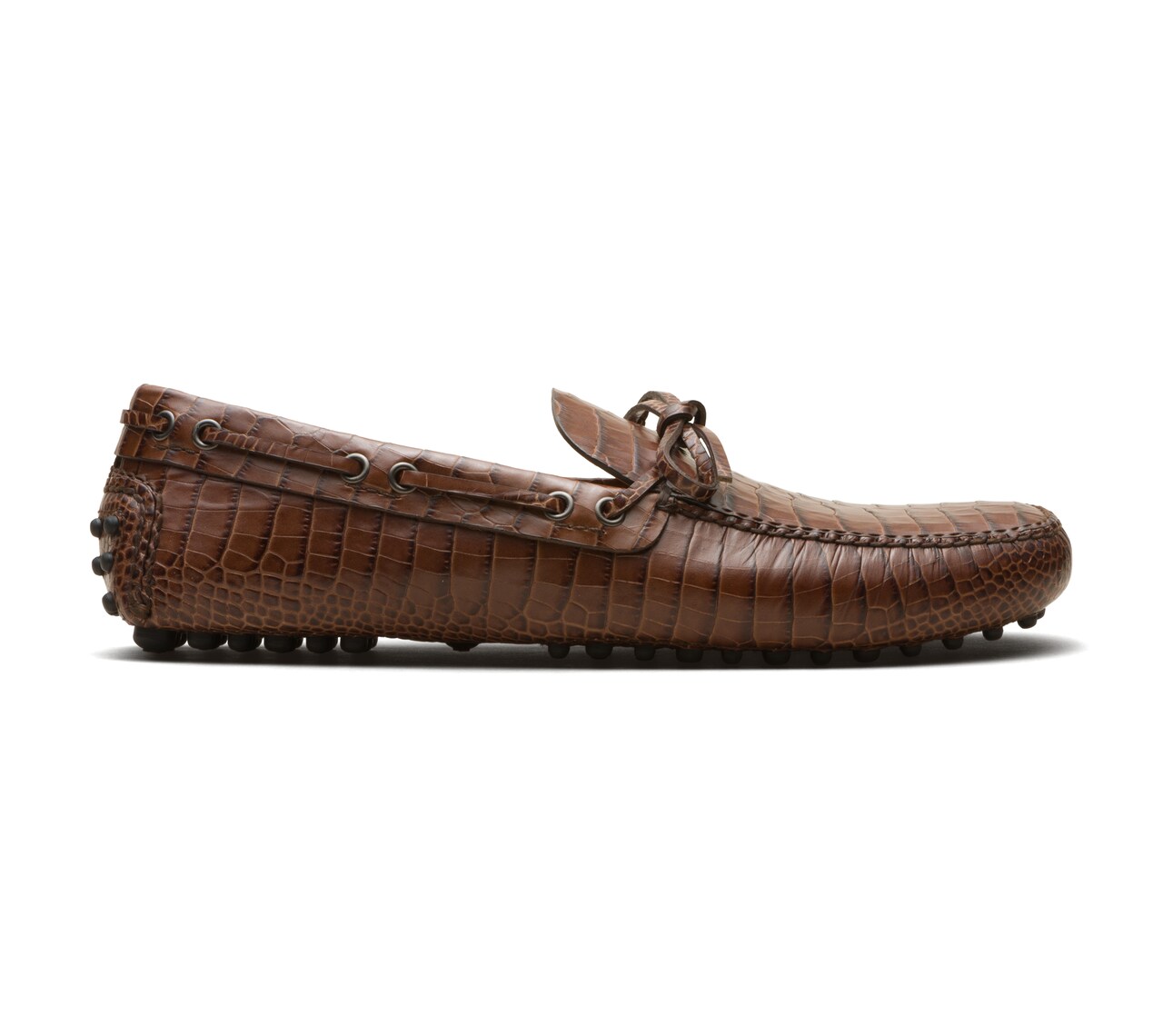PRINT CROCODILE LEATHER DRIVING SHOES HAZELNUT BROWN
