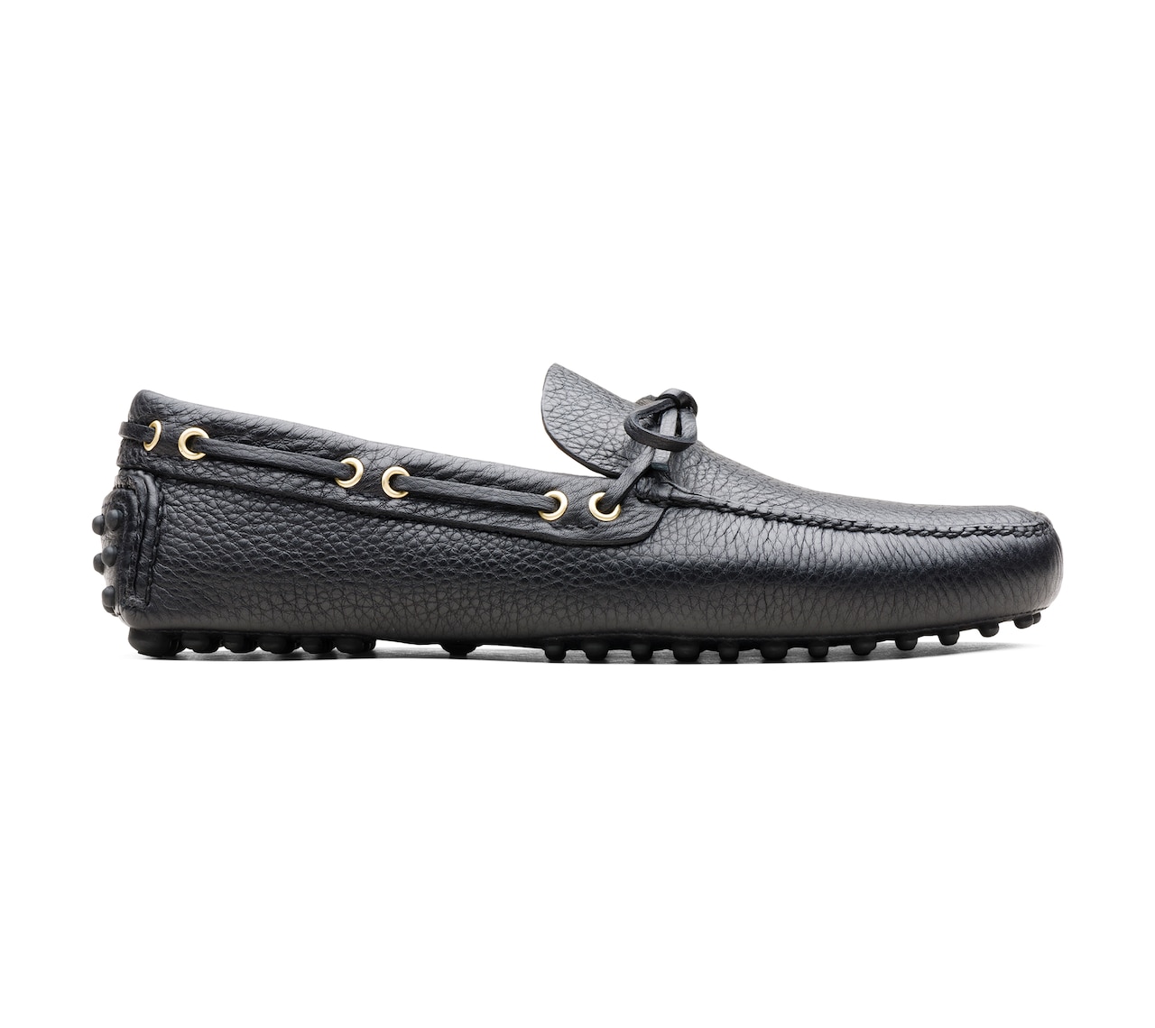 SOFT GRAINED LEATHER DRIVING SHOES BLACK