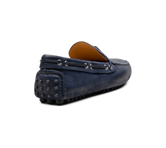 LOUIS VUITTON DRIVER MOCCASIN SHOES 38.5 BLUE SUEDE LOAFERS SHOES