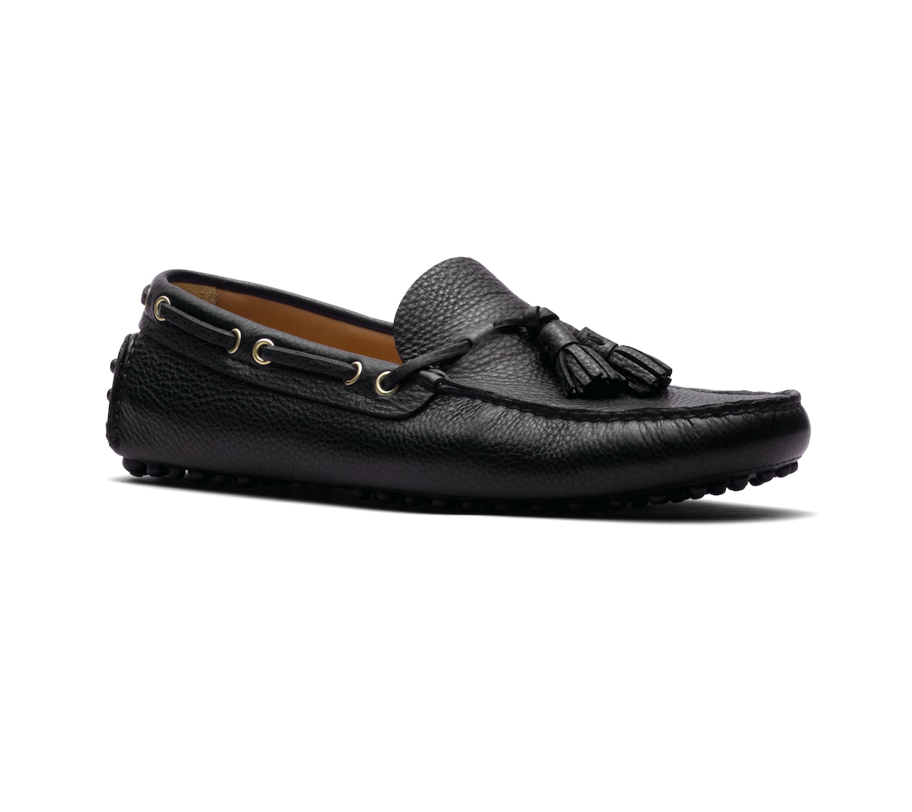 SOFT GRAINED LEATHER DRIVING SHOES BLACK