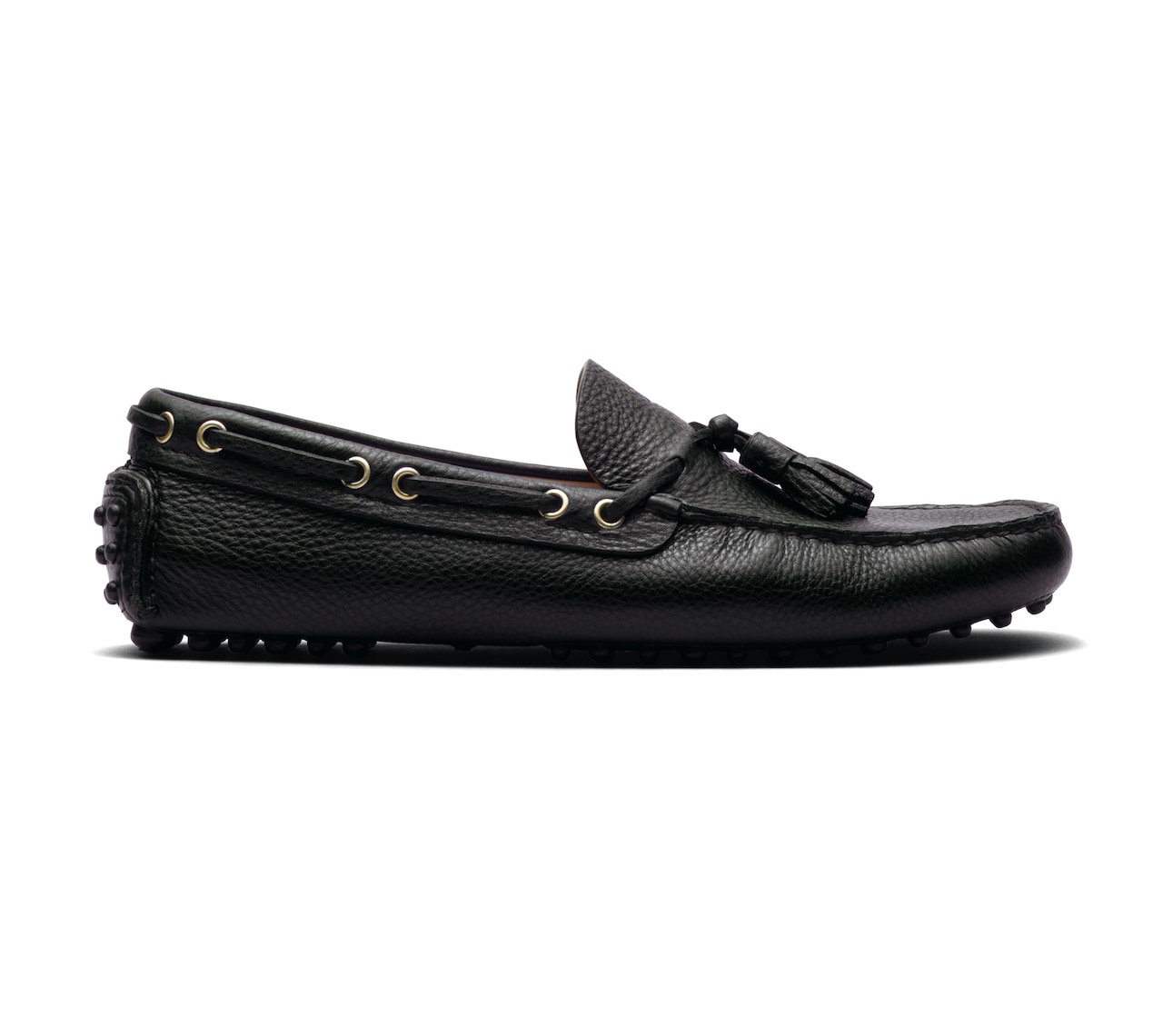 SOFT GRAINED LEATHER DRIVING SHOES BLACK