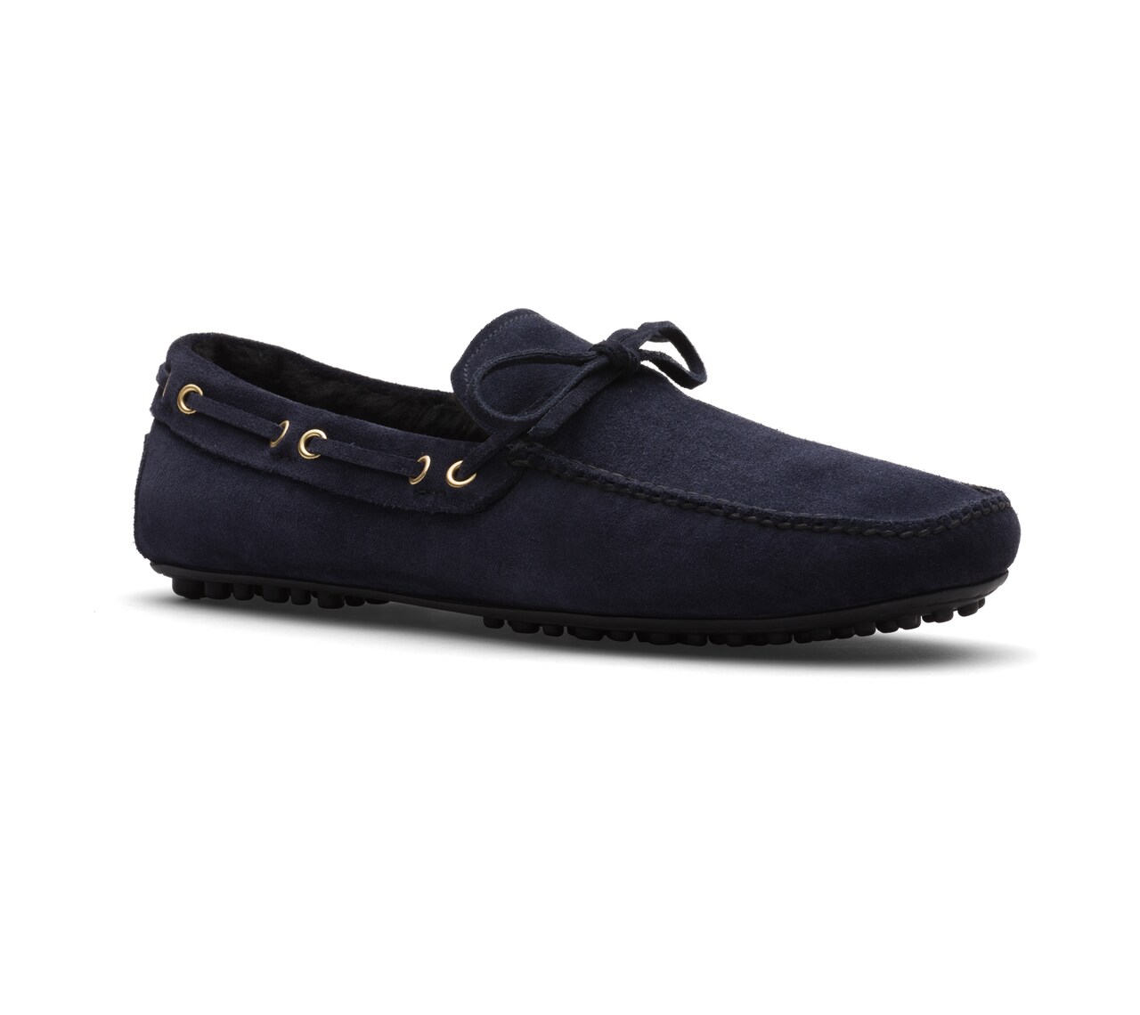 SUEDE LUX DRIVING SHOES WITH FUR LINING NAVY