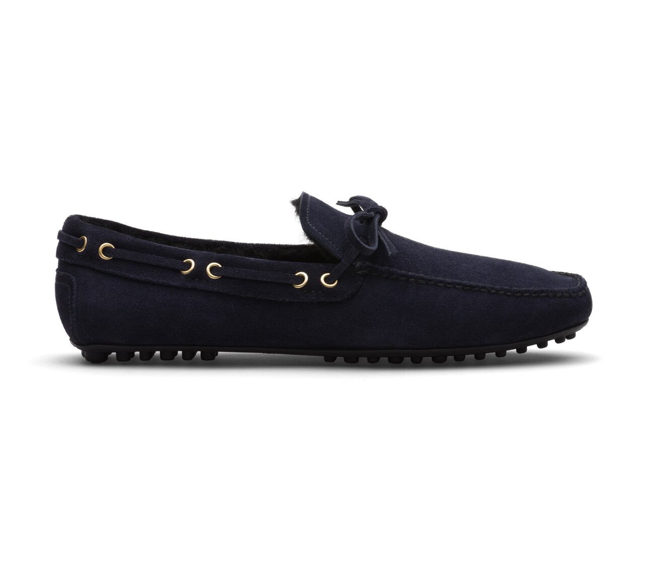 SUEDE LUX DRIVING SHOES WITH FUR LINING NAVY