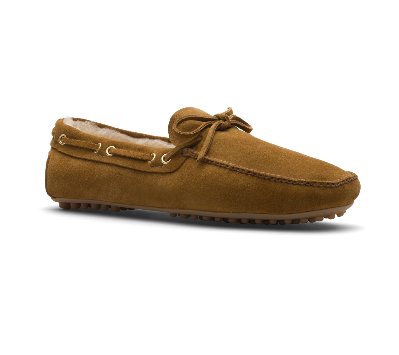 SUEDE LUX DRIVING SHOES WITH FUR LINING CARAMEL