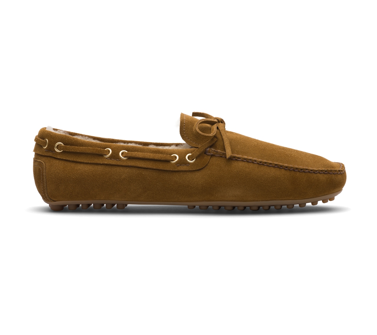 SUEDE LUX DRIVING SHOES WITH FUR LINING CARAMEL
