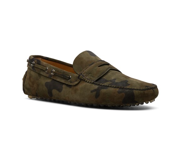 CAMOUFLAGE PRINTED SUEDE DRIVING SHOES