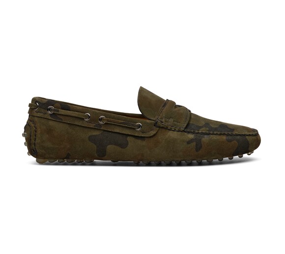 CAMOUFLAGE PRINTED SUEDE DRIVING SHOES