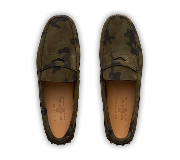 CAMOUFLAGE PRINTED SUEDE DRIVING SHOES