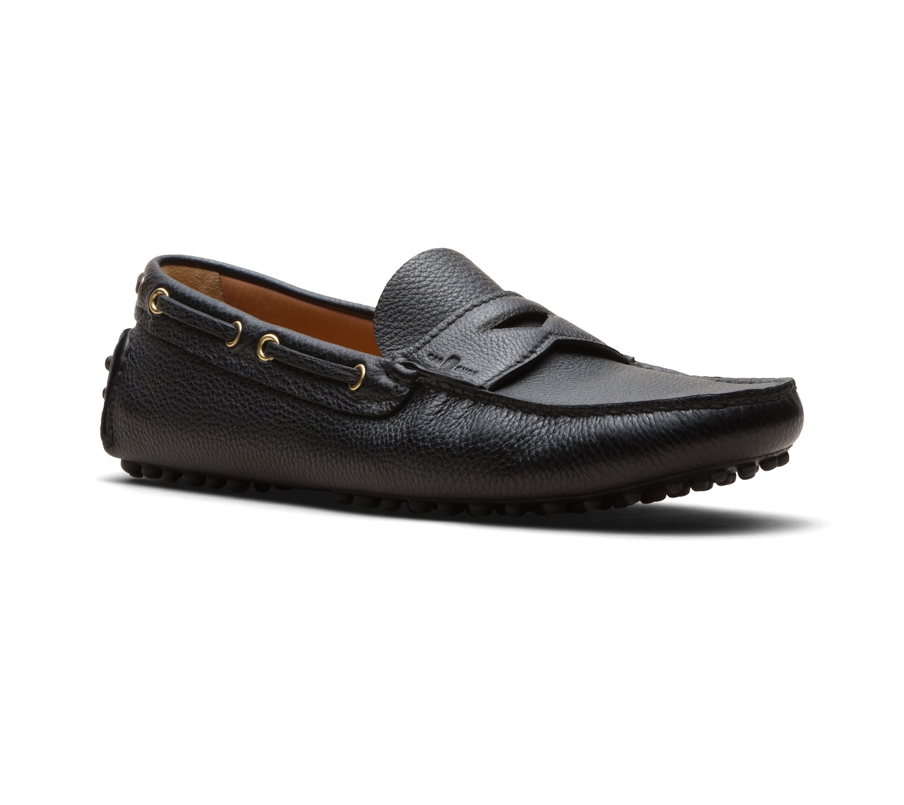 SOFT GRAINED LEATHER DRIVING SHOES BLACK