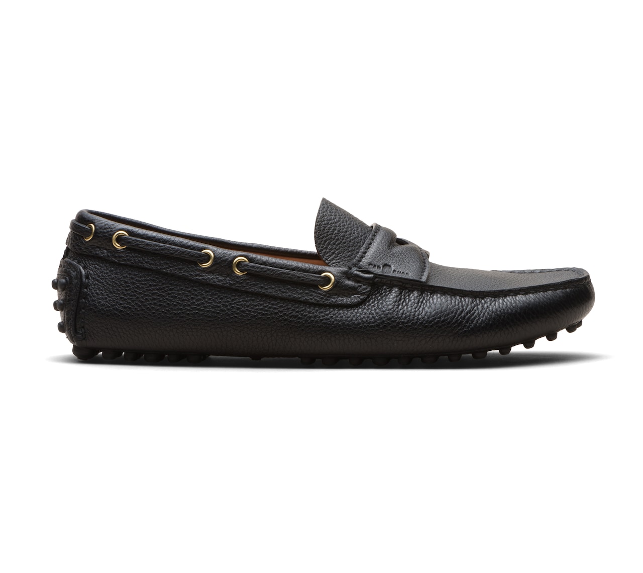SOFT GRAINED LEATHER DRIVING SHOES BLACK
