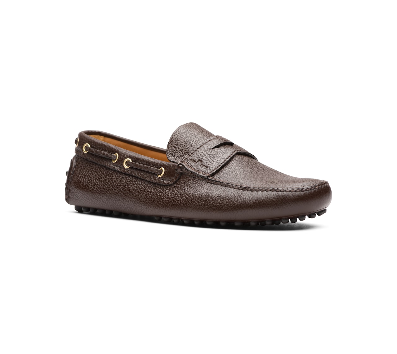 SOFT GRAINED LEATHER DRIVING SHOES COFFEE