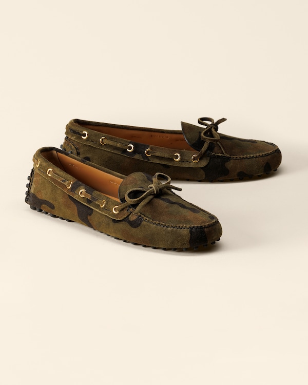 Woman The Original camo print suede driving shoes Camouflage Green