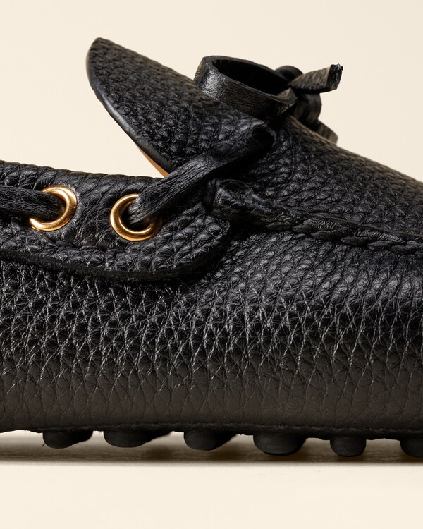 Man The Original deer print calfskin driving shoes Black