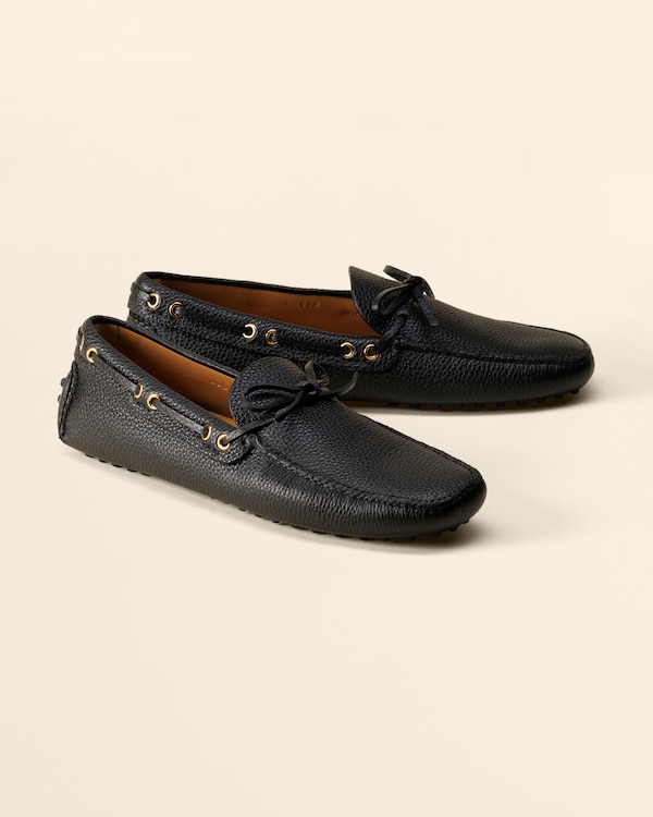 Man The Original deer print calfskin driving shoes Black