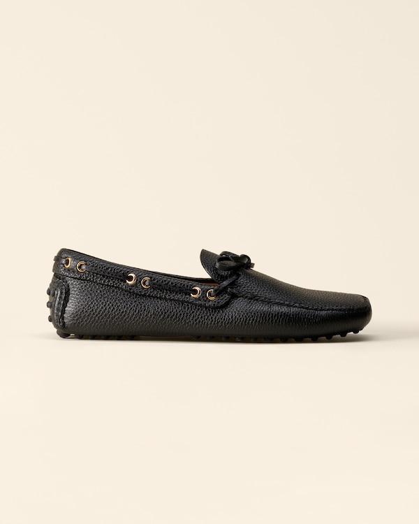 Man The Original deer print calfskin driving shoes Black