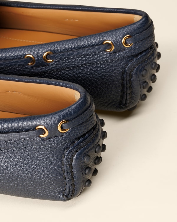 Man The Original deer print calfskin driving shoes Navy