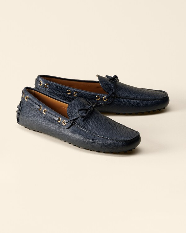 Man The Original deer print calfskin driving shoes Navy