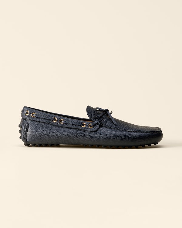 Man The Original deer print calfskin driving shoes Navy