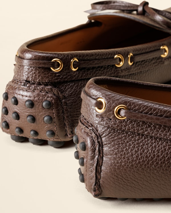 Man The Original deer print calfskin driving shoes Coffee