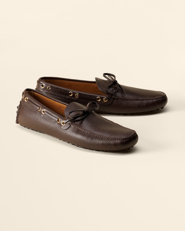 Man The Original deer print calfskin driving shoes Coffee