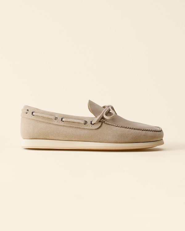 Man Reverse calfskin boat shoes Desert Beige